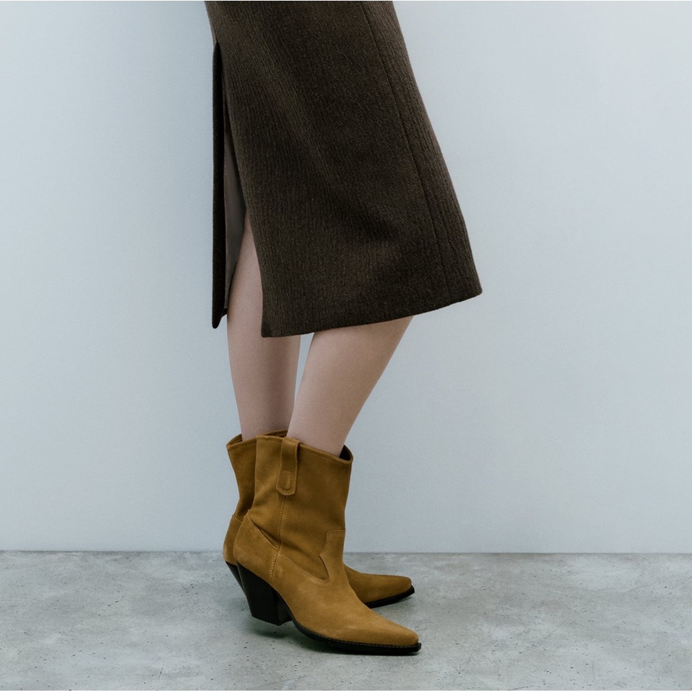 ZARA Suede Cowboy Boots
